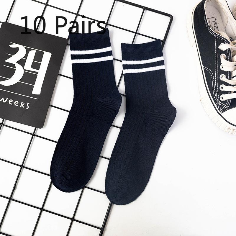 10 Pairs of Men's Autumn and Winter Business Leisure Versatile Classic Smoke A Parallel Bar Sweat Absorber Deodorant Tube Socks