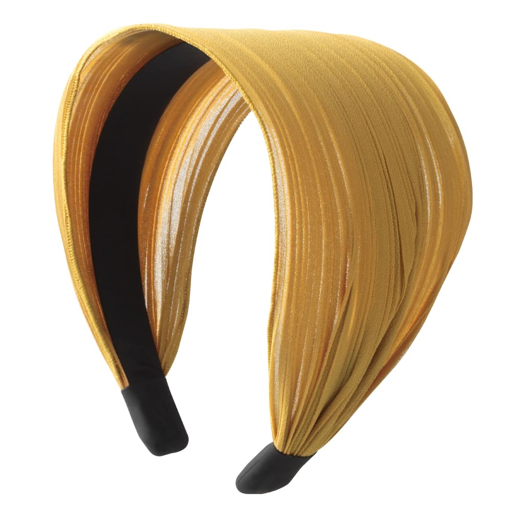 

MEIDAI Удобная повязка-тюрбан для широких волос Удобная лента Однотонная Маленькая Скрывает седину Красивая повязка для повязки на голову, Взрослые, Шарф, горчичный