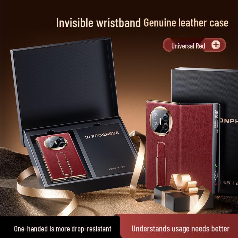 MOFI Huawei Mate X5 Genuine Leather Magnetic Flip Case with Invisible Wrist Strap