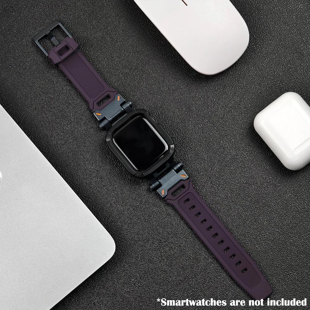 Silicone Band+Case for Apple Watch Ultra2 Strap 49mm 41mm 45mm 40mm 44mm TPU Cover+Sport Bracelet Series 9 8 7 6 SE 5 Wristband