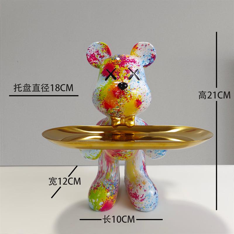 [2025 New] Cartoon Bear Tray Decor - Luxury Entryway Key Organizer, Multi-Function Resin Catchall for Living Room