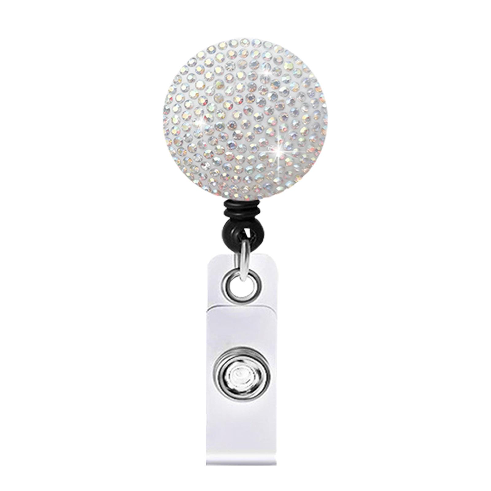 

1pc Colorful Rhinestone Inlaid ABS Plastic Retractable Badge Reel, ID Card Holder with Belt Clip and 360 Degree Swivel Back To School