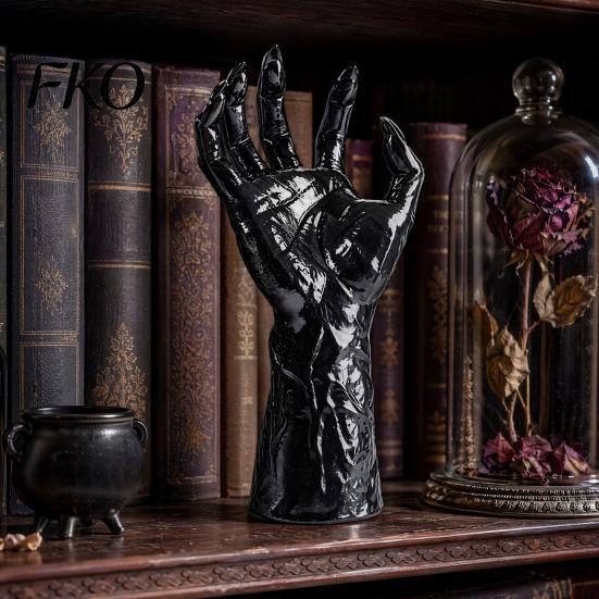 Layered Halloween Wall Decor Decoration, Mounted Creepy Hands, Spooky Claw Ornament, Gothic Black Matte Claws Prop for Haunted House Party,