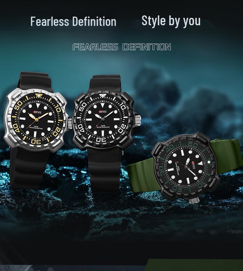 OFNS Quartz Luminous Silicone Strap Waterproof Sports Watch - Unisex Trendy & Simple Design