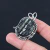 Natural Black Tourmaline Rough Gemstone Pendant 925 Sterling Silver Jewelry