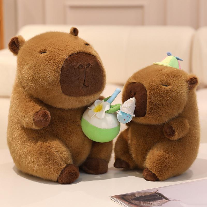 Capybara Sanya Plush Toy and Coconut Tree Hugging Pillow Doll