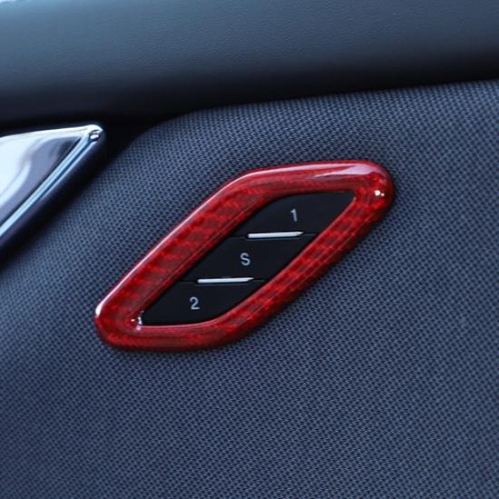 Red Carbon Fiber Seat Memory Switch Cover For Maserati Ghibli Quattroporte 14-22