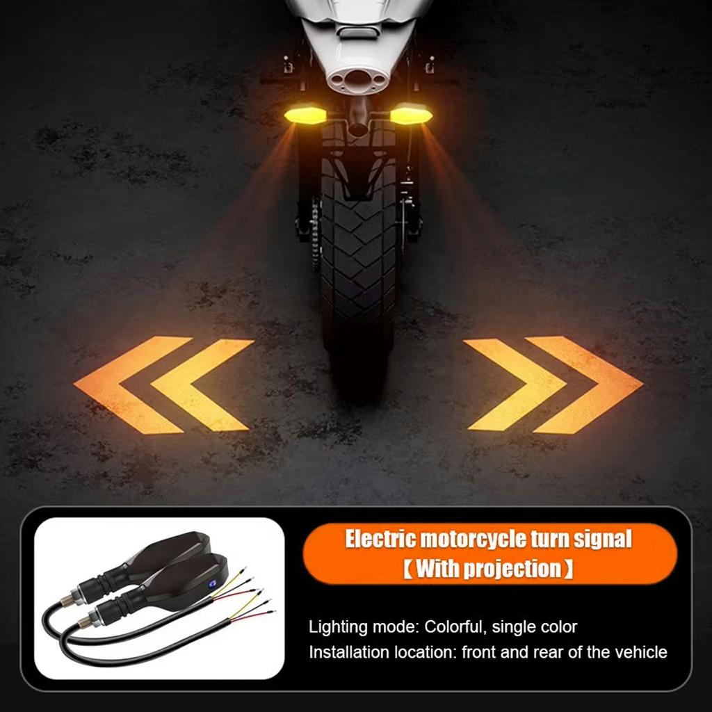2Pcs Motorcycle LED Projection Turn Signal Light Ground Illumination Warning Lamp for Electric Vehicles