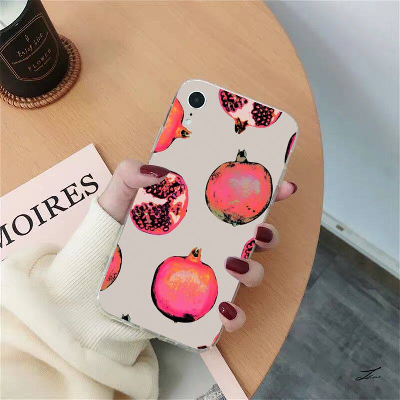 Food fruit red pomegranate and Cherry Phone Case for iPhone 13 11 12 pro XS MAX 8 7 6 6S Plus X 5S SE 2020 XR case