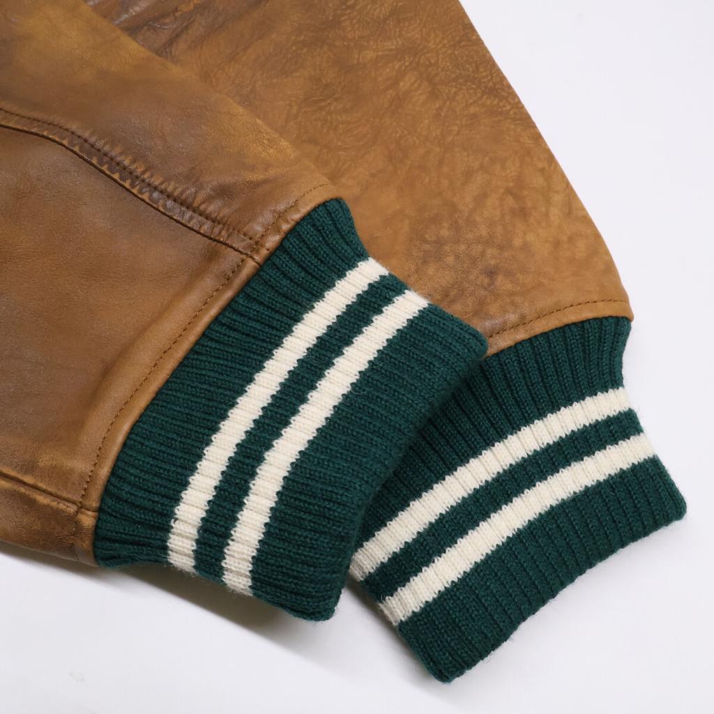 POLO RALPH LAUREN [Domestic Regular] Varsity Inspired Wool Arm Leather Switch Varsity Jacket XXL Green / brownUsed