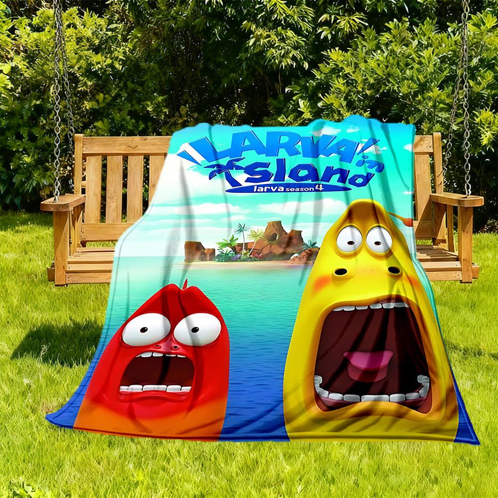 

1pc Larva Island Outdoor Blanket Lightweight Flannel, All-Season Use for Sofa, Bed, Travel, Camping, Living Room, Office, Couch014 130cmx150cm