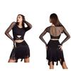 Womens Latin Dance Skirt With Fringe Hem Professional Practice Outfit Milk Silk Stretch