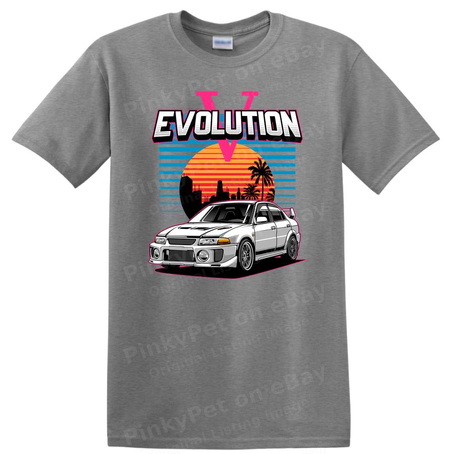 Evolution V Car Graphic T Shirt Cool Retro Auto Design Tee for Car Lovers