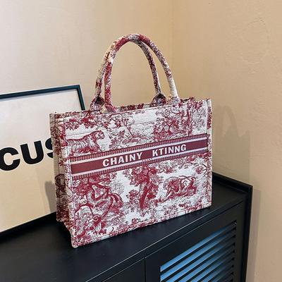 Tote Bag Canvas Bag Premium Feeling Shoulder Large Capacity Red Bridal Wedding Bag Luggage
