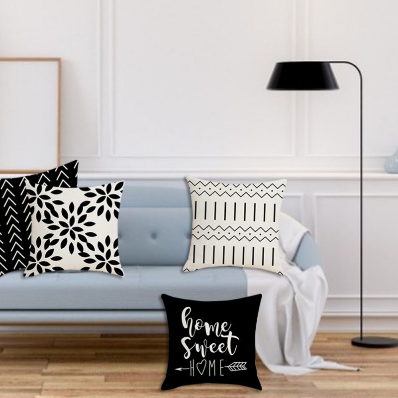 Throw Pillow Covers 18 X 18 Set Of 4, Geometry Outdoor Square Pillow Cushion Cases, Modern Decorative Pillow Covers For Couch Sofa Bedroom Car