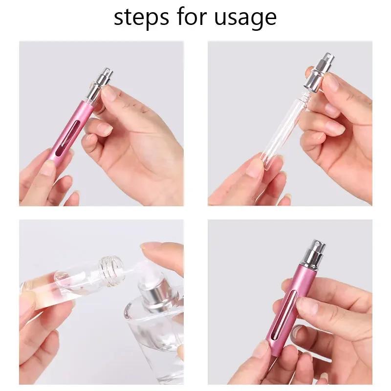 1pc 5ml Portable Perfume Bottle Mini Metal Sprayer Refillable Aluminum Empty Glass Atomizer Travel Women Cosmetic Containers