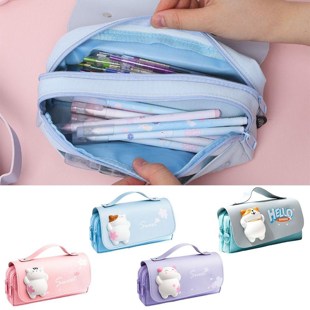 

Трехслойная сумка для ручек, большая вместимость, милый пенал для студентов