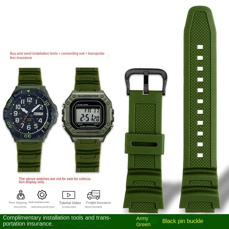 Colorful Silicone Watch Strap for Casio W-218H MRW-210H Ae-1200 /1100 / F-108 /sgw300 /400 /w-800h Replacement Male Rubber Strap