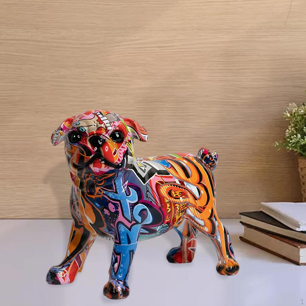 Colorful Graffiti Statue Animal Ornament Sculpture Resin Dog Art Figurine Artwork for Living Room