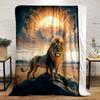 "Majestic Lion In Sunset Landscape" Print Blanket Soft and Cozy Perfect for the Living Room Bed Sofa or a Nap,gift