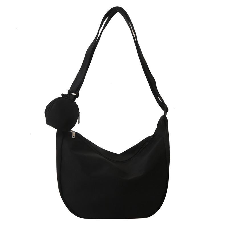 Canvas Bag Women's Crossbody Bag Large Capacity Casual Versatile Dumpling Bag Single Bag College Student Commuting Bag for Class