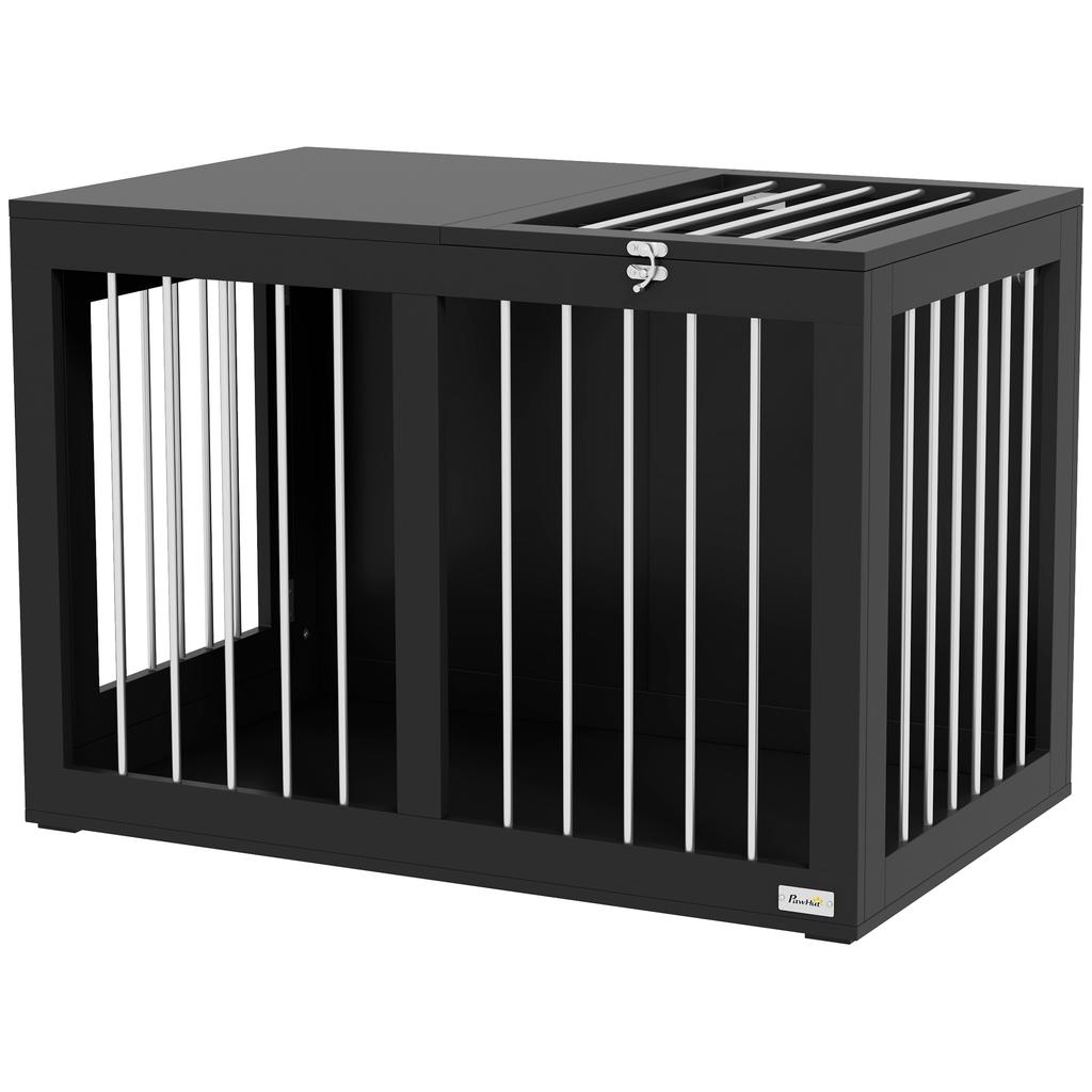 Dog Cage Dog Crate Dog Transport Box, 2 Doors, Lockable, Steel Grid, 80 cm x 50 cm x 56,5 cm, Black