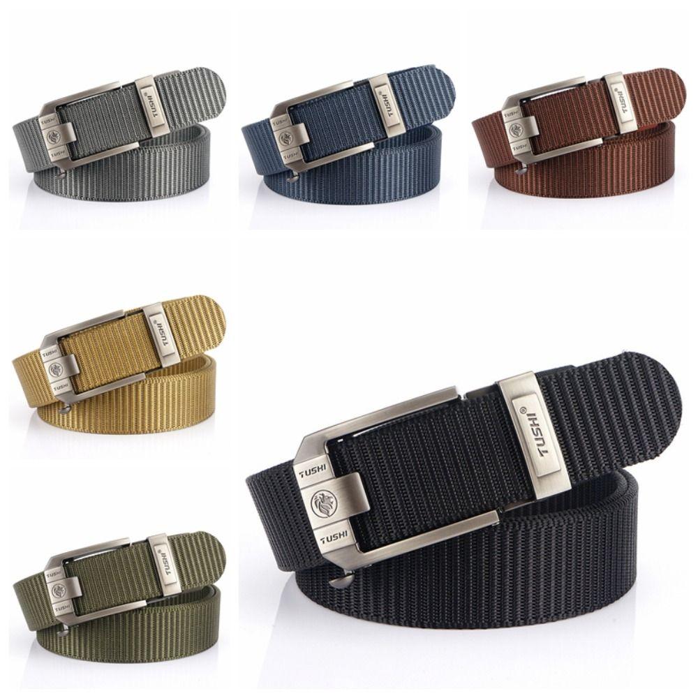 Versatile Men Nylon Zinc Zinc Alloy Belt Retro Letter Casual Belts Fashion Pin Buckle Belt  Jeans Matching