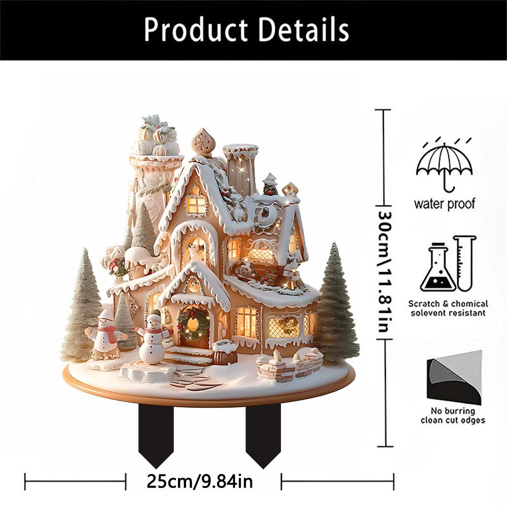 

Рождественское печенье Снежный домик, Акрил, Праздничная вечеринка, Сад на открытом воздухе, Украшение газона, Реквизит для украшения 25*30cm