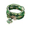 St.Patrick's Day Bracelets for Women Men Mutilayered Lucky Shamrock Charm Bracelet Green Leaf Hat Beaded Holiday Bracelet Irish Festival Party Jewelry
