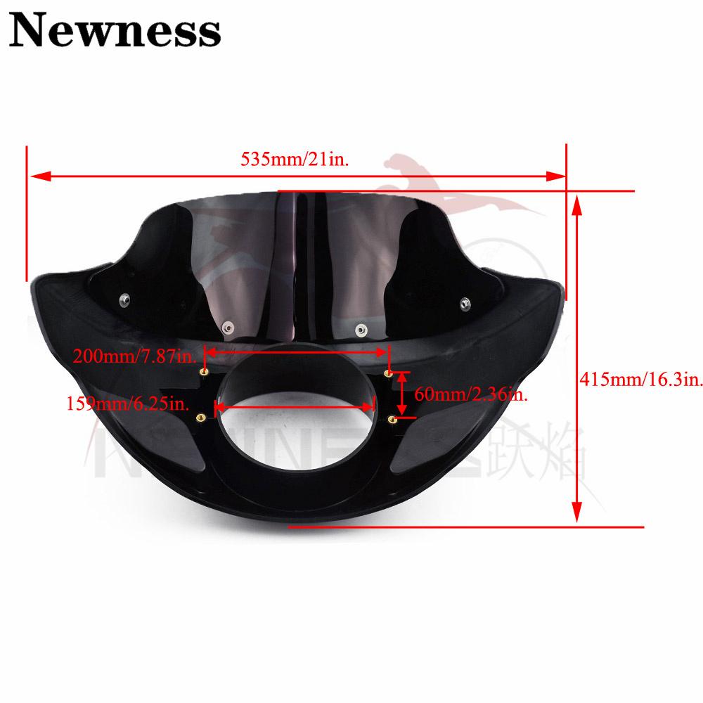 Gloss Black Motorcycle Headlight Fairing Mask 5 3/4" Headlamp Windshield Cover For Harley Sportster Iron Dyna FX XL 883 1200