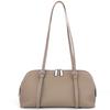 Women's Genuine Leather Shell Bag Minimalist Zipper Shoulder Bag with Adjustable Strap Casual Tote Handbag for Daily Commute