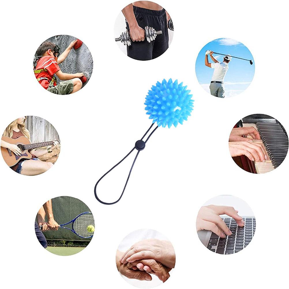 2Pcs Hand Balls for Exercise TPR Rugby Hedgehog Stress Relief Balls with Adjustable Wrist Strap for