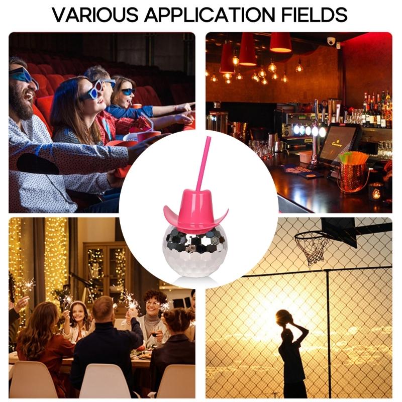 Mirror Discos Balls Cups Cocktails Cup with Straw Discos Party Supplies Wine Cocktails Glass Drinking Syrups Teas Bottle