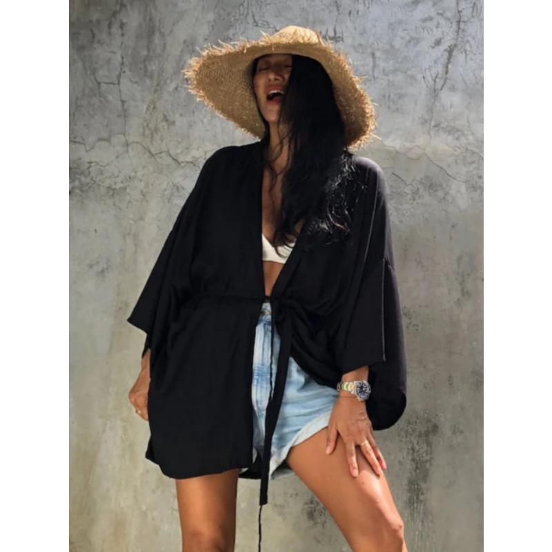 Cardigan Kimono Short Versatile Loose Cover Up  Seaside Vacation Sun Protection Shirt Shawl