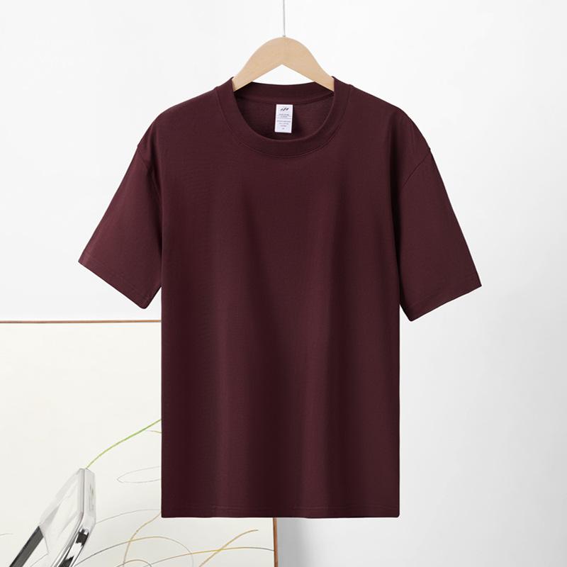 Kurzarm-T-Shirt aus reiner Baumwolle mit Rundhalsausschnitt für Damen, einfarbig, halbärmeliges Basis-T-Shirt