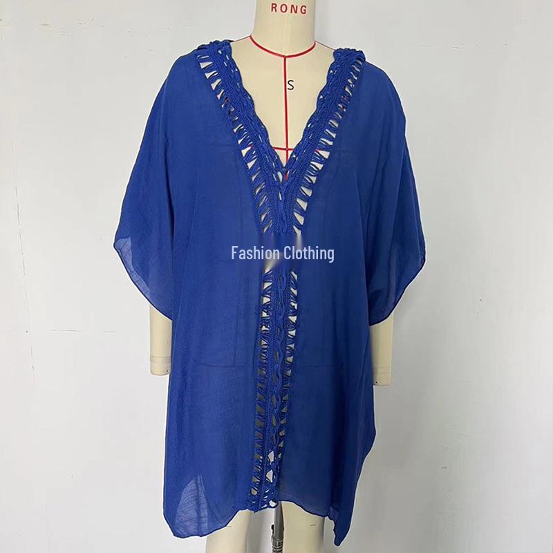 Ručně háčkované plážové přehozy: Průsvitný, Středně dlouhý, Ochrana před sluncem