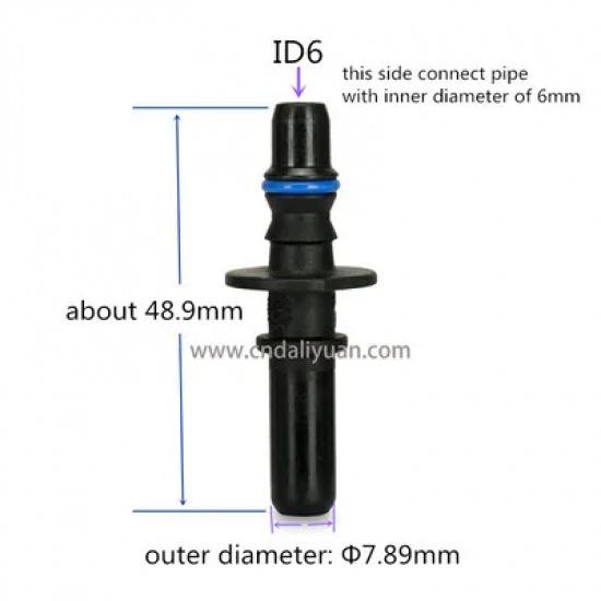 7.89mm 7.89 ID6 Male Connector End Piece Plastic Fuel Line Quick Connector  180 Degree SAE  Fuel Pipe Fittings 20 Pcs One Lot