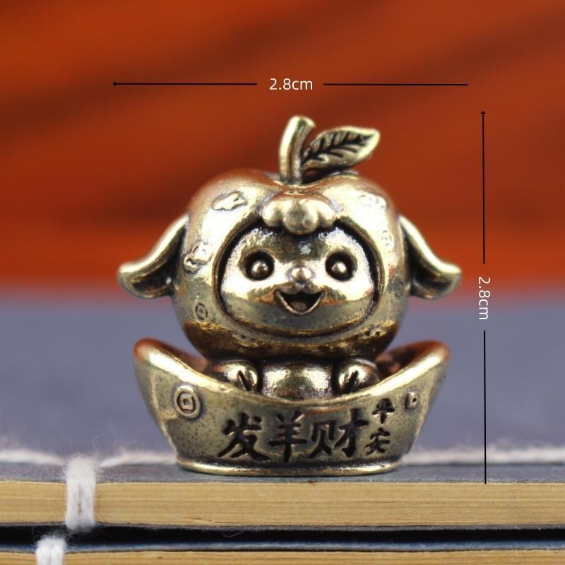 2027 Chinese Zodiac Goat Brass Figurine Polished Handmade Lucky Sheep Statue Ornament for Living Room Shelf Decor New Year Gift
