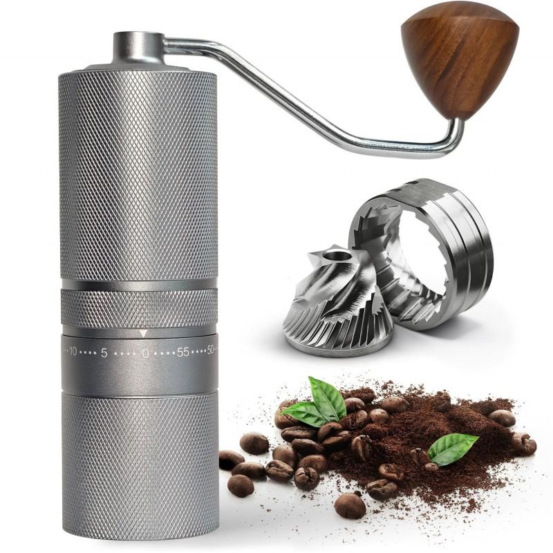 Manual Coffee Grinder With CNC Precision Steel Burr Aluminum Body Portable Hand-Crank Home Use