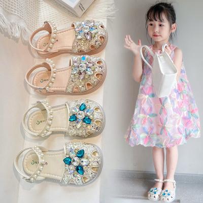 Girls' Shoes, Children's Princess Toe Sandals, New Summer Style, Girls' Baby Crystal Big Child Soft Soles