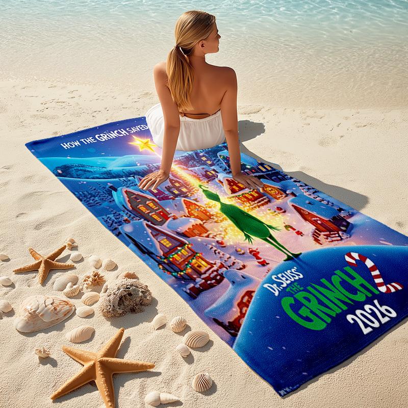 Christmas Gift Oscar Comedy Movie How the Grinch Stole Christmas soft beach towel outdoor camping vacation swinging beach scarf decorative blanket B11