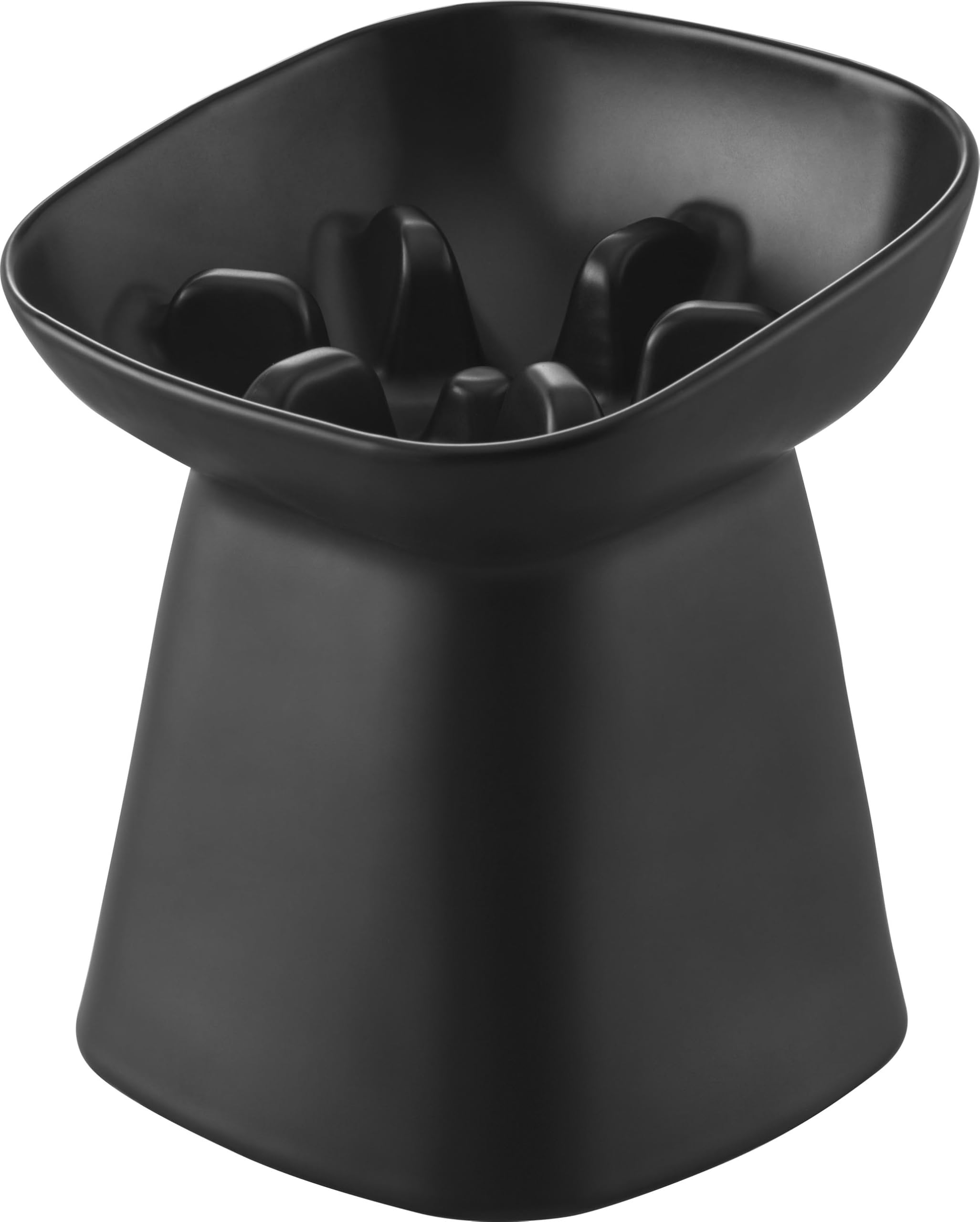 

Yamazaki Eating Ceramic Pet Food Pet with Dishwasher Microwave 10560 (Yamazaki Industries) Anti-Fast Bowl, Slanted, H17, Black, W15×D15×H17cm, Nooks, чёрный