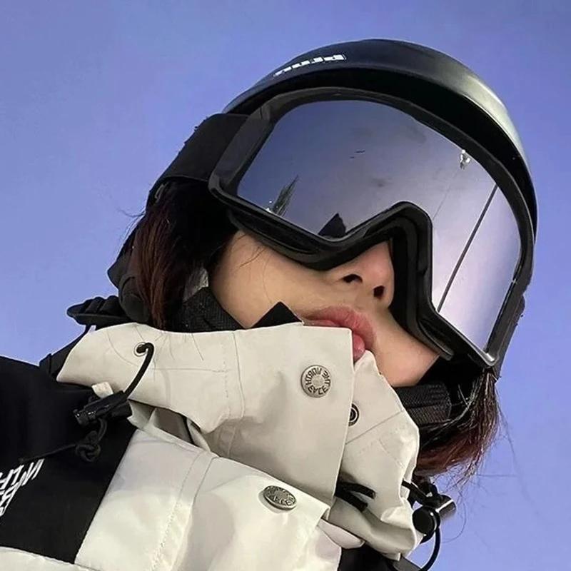 Cycling 2024 Fashion New Large Frame Connected Glasses Avant-Garde Female Sunglasses Trendy Cyberpunk UV Resistant Eyeglasses