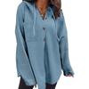 Women's Oversized Casual Long-Sleeve Button-Up Hoodie Knit Patchwork Hoodie With Pockets