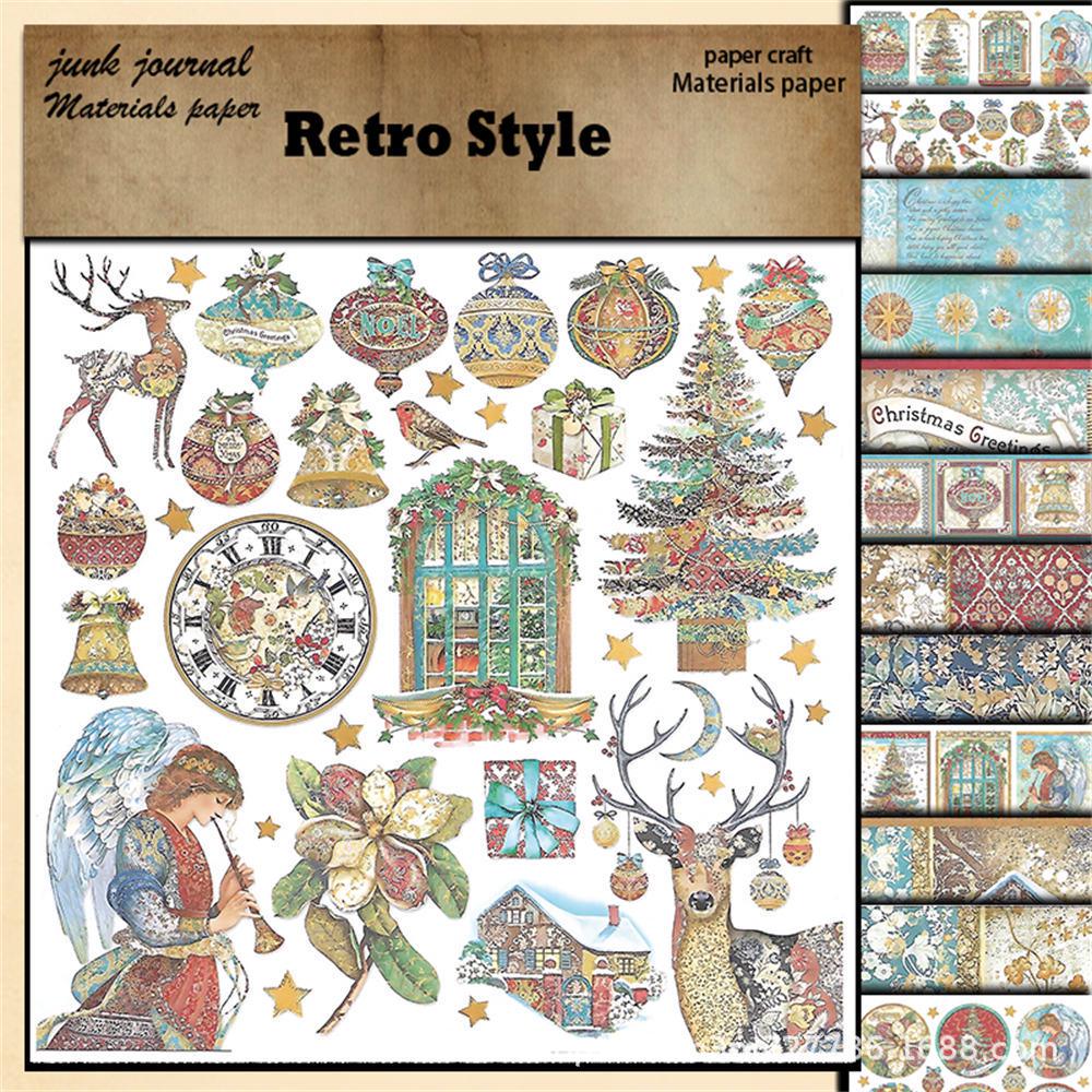 12 Sheets Retro Christmas Blessing Background Paper for Journaling and Collage