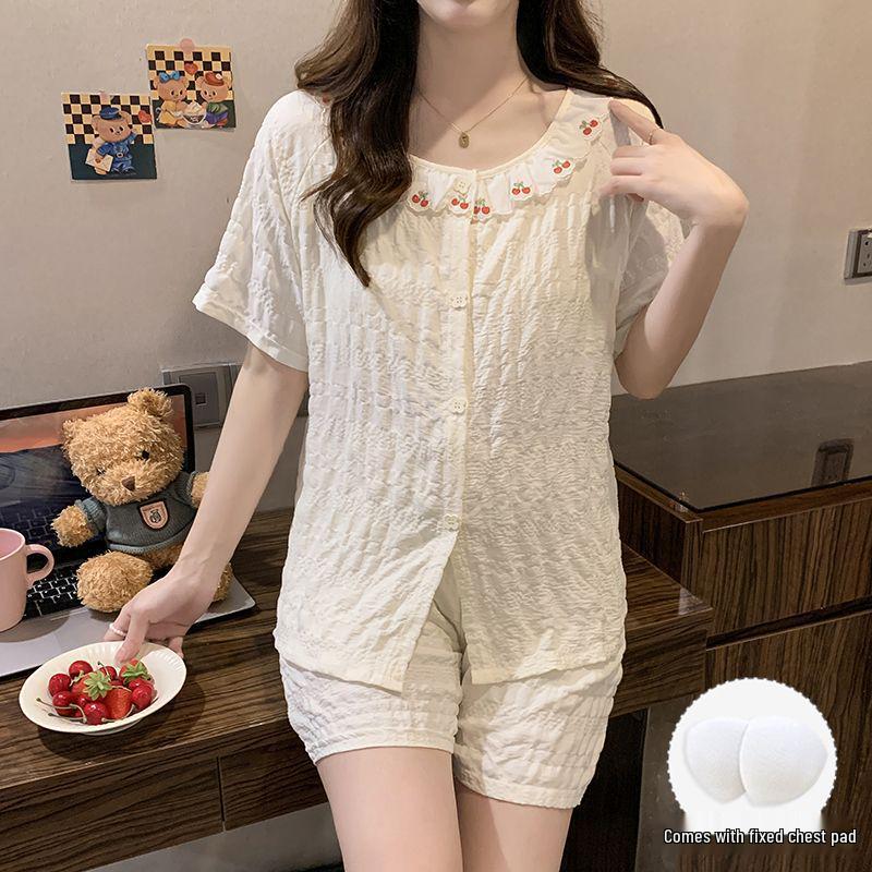 Women's Cloud Cotton Lace Pajama Cardigan Set - Spring & Autumn Collection