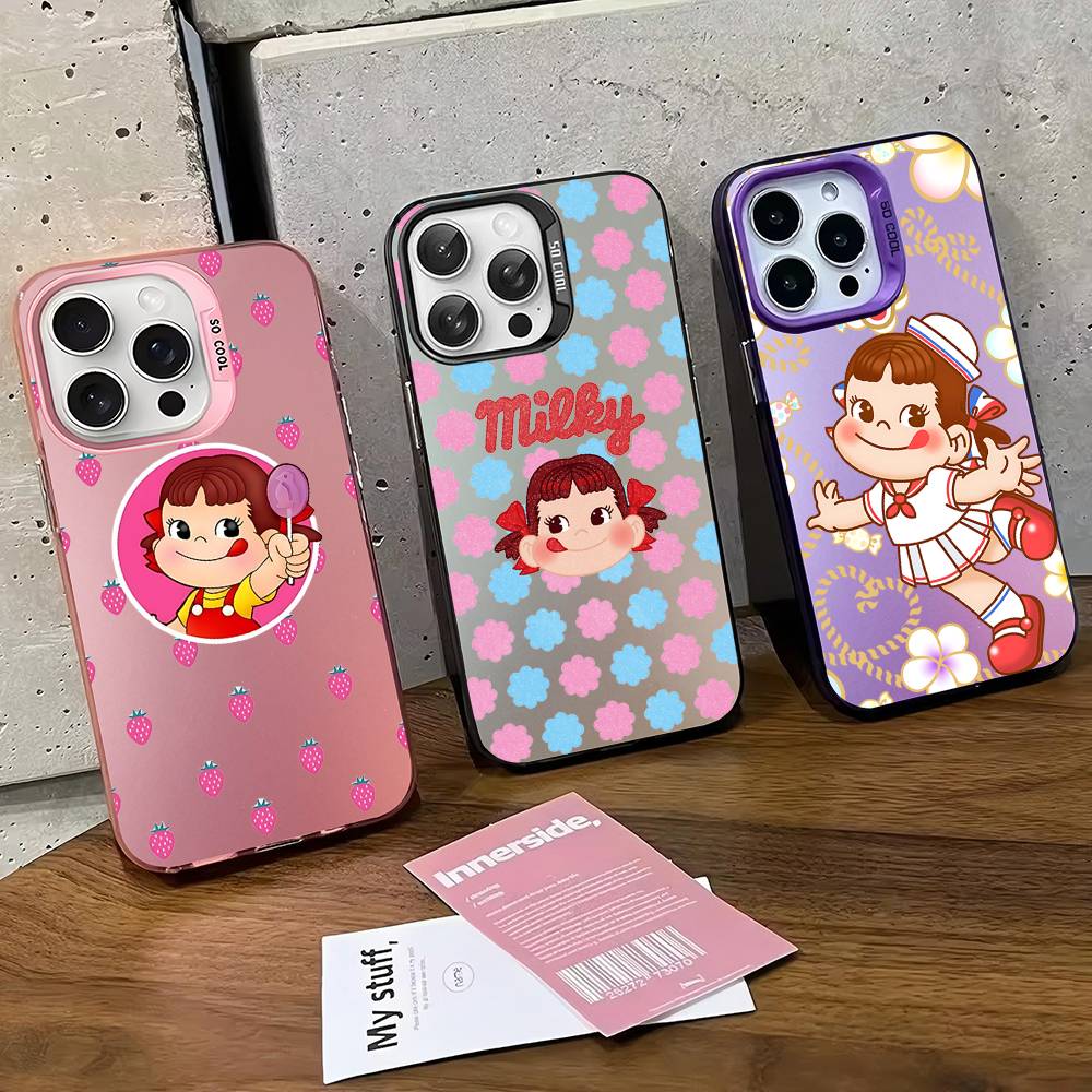 Fujiya Milky Peko-Chan Phone Case For IPhone 17 16 15 14 13 12 11 Pro Max Color Black Matte Cover