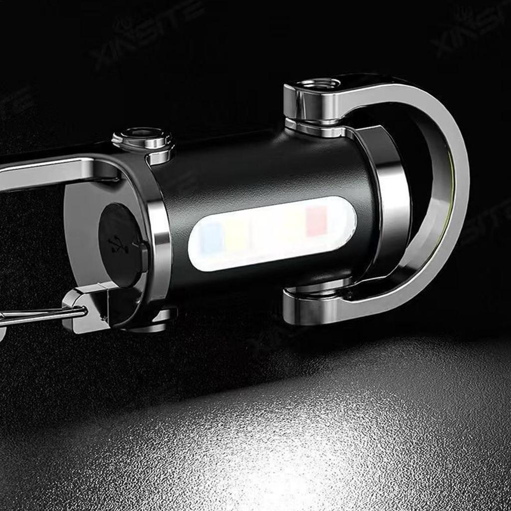 Mini USB Rechargeable LED Flashlight Keychain Portable Waterproof Camping Pocket Lamp Keyring Hanging Light Outdoor Gear