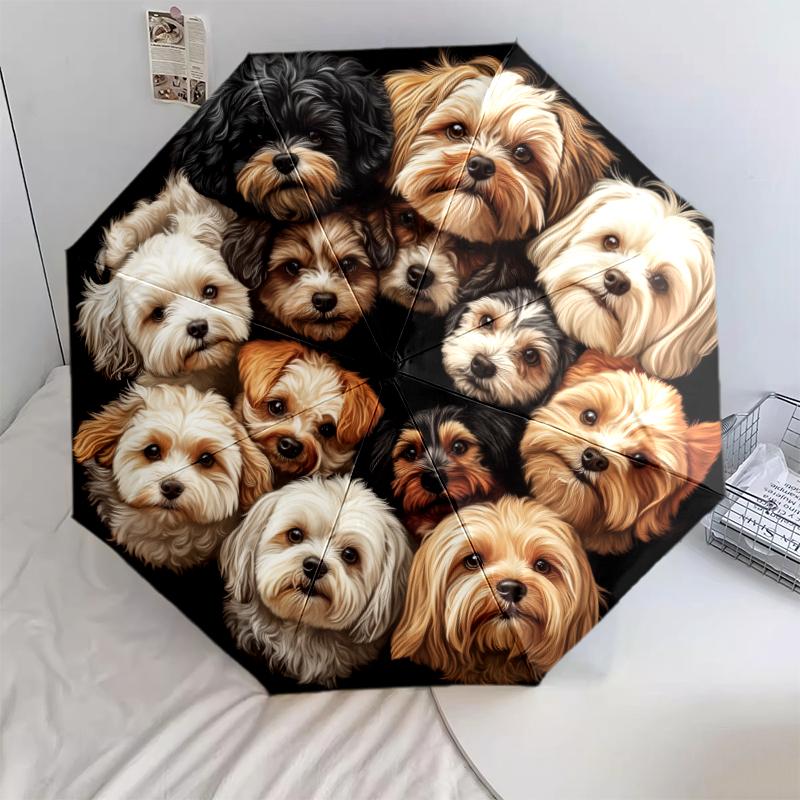 

1 PC Automatic Folding Umbrella - Cute Shih Tzu Pattern, Portable & Foldable Design with 8 Ribs, Christmas Birthday Gifts