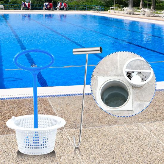 Skimmerkorbgriff Universal Schwimmbadfilterkorbgriff Skimmerkorbgriff und Haken zur Entfernung von Schmutz aus dem eingelassenen Pool